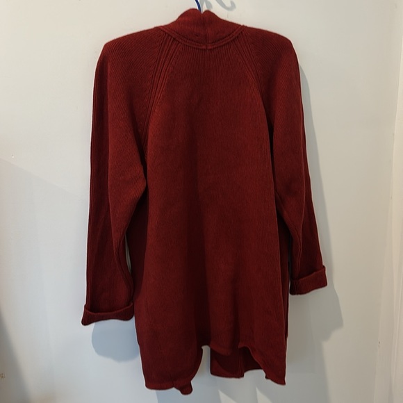 Poetry long cardigan,organic cotton,chili red, long,front pockets, size 12 - Picture 7 of 9